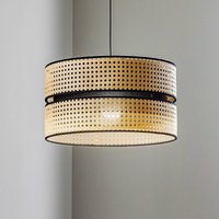 Duolla Duo pendant light, rattan, Ø 40 cm, beige/black