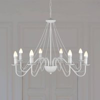 HELAM Malbo chandelier, white, metal, 8-bulb, E14
