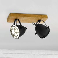 EGLO Gatebeck downlight, wood/black, 2-bulb, wood