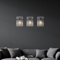 Globo Suspension Gorley, longueur 80 cm, gris fumé, 3 lampes, verre