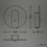 Briloner LED battery wall lamp Taro, matt black, Ø 15 cm, sensor