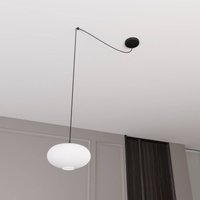 EMIBIG LIGHTING Hänglampa Origo, Ø 30 cm, opal/svart, decentraliserad, glas
