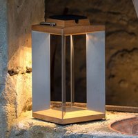 Les Jardins Teckinox LED solar lantern, teak/steel, 45.5cm