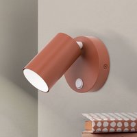 ORION Penn wall spotlight, coral red, Ø 10.5 cm, steel/aluminium