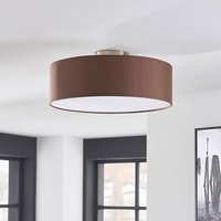 Lindby taklampa Sebatin, Ø 40 cm, ljusbrun, tyg, E27