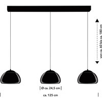 HELL Luxxo LED-hänglampa, svart, 3 lampor, fjärrkontroll