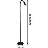 Busch Rocco LED floor lamp, matt black, flex arm red