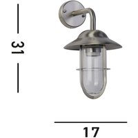 Searchlight Applique d'extérieur Toronto, IP44, argent, acier, verre, E27