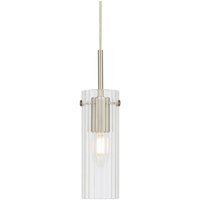 Hängeleuchte Tibia, Stecker, klar/nickelfarben, Ø 7 cm