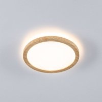 Paulmann Atria Shine LED panel, Ø19cm, wood finish, IP44, 3000K, on/off