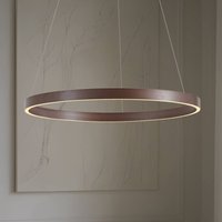 Lucande LED-hänglampa Yonam, Ø 80 cm, 1 lampa, brun, CCT