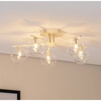 Jupiter Plafonnier Prato, crème/clair, verre, à 5 lampes