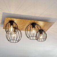 SIGMA Taklampa Malin, träskärm kantig, 4 lampor