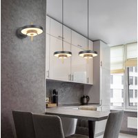 Trio Lighting LED-hänglampa Keaton, svart/guldfärgad, Ø 40 cm, CCT