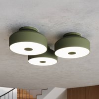 SOLLUX LIGHTING CLARO ceiling light, olive green, Ø 30 cm, metal, 4 x E27