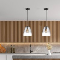 FISCHER & HONSEL Hänglampa Miro 1 lampa Glas rökgrå/klar Ø20cm