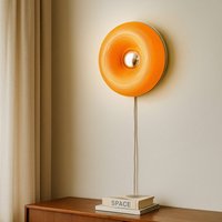 Lindby LED table/wall lamp Fjora, orange/chrome, Ø30cm, dimmable