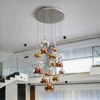 Schuller Valencia Charlize 16-lampig LED-hänglampa, dimbar, fyrfärgat glas