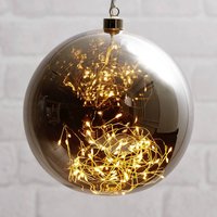 STAR TRADING Glow LED decorative bauble glass 20 cm smoky grey
