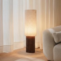 Lindby Kimiko floor lamp, height 100 cm, walnut, fabric