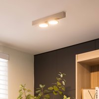 Lucande Kellino ceiling light, 2-bulb, nickel