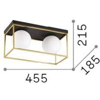 Ideallux Ideal Lux taklampa Lingotto, 2 lampor, svart, opalglas