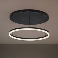 Lucande Orven LED ceiling lamp, black/marble, Ø 50 cm, dimmable.