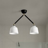 miloox by Sforzin Neoretro ceiling light, 2-bulb, black/milky, joints