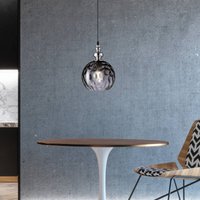 FISCHER & HONSEL Hänglampa Uller 1 lampa rökfärgat glas/nickel Ø 20 cm