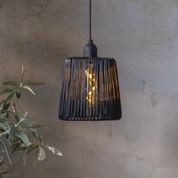 STAR TRADING LED outdoor hanging light Twine black plastic Ø 15cm battery