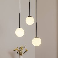 ALDEX Suspension Joel, rond noir/blanc, à 3 lampes