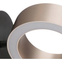LED-væglampe Axion, sort/brun, højde 20 cm, dæmpbar.
