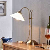 Lampe à poser Lindby Otis, laiton vieilli, verre, 60 cm, E14