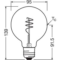 OSRAM LED Vintage G95 E27 3,4W 827 Spiral Filament guld