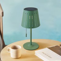 Lindby lampe de table LED solaire Hilario, vert, fer, batterie rechargeable