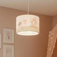 Elobra Fairy World pendant light, white/pink, Ø 38 cm, plastic
