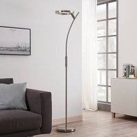 Lindby LED-golvlampa Darion, grå, metall, dimbar, 180cm