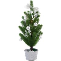 LED-Weihnachtsbaum mit Deko in Silber