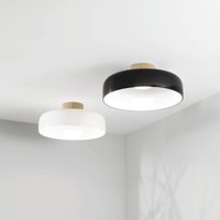 Fabas Luce LED-taklampa Lunar, svart, glas, Ø 42 cm, CCT, dimbar