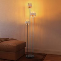 Globo Daren floor lamp, beige/amber/black, 167 cm, 3-bulb, E27