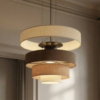 Lucande LED hanging light Peldano, Ø50 cm brown/beige, dimmable