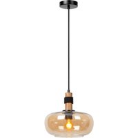 Pendelleuchte Ilona, Glas, Ø 30 cm, schwarz/amber, 1-flammig