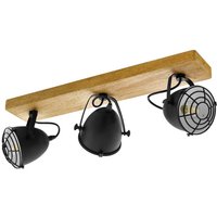 EGLO Gatebeck downlight, wood/black, 3-bulb, wood