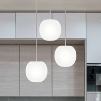 Casablanca Acai hanging light, white, round, 3-bulb, Ø 16 cm, E27