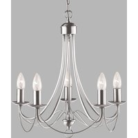Searchlight Ljuskrona Maypole satin silver, 5 lampor