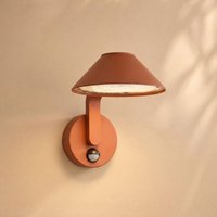 Lindby Capelo LED outdoor wall lamp, earth-toned, Ø 20 cm, sensor