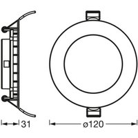 OSRAM LED recessed ceiling light SLIM, Ø 12 cm, 3,000 K, white