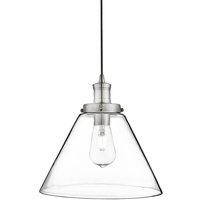 Searchlight Pendellampa Pyramid, silver/klar, glas, Ø 29 cm, E27