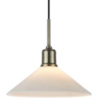 Hängelampe Vela, weiß/altmessing, Glas/Eisen Ø 25 cm Stecker