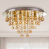 Globo Taklampa London, Ø 46 cm, 5 lampor, guldfärgad, akrylglas